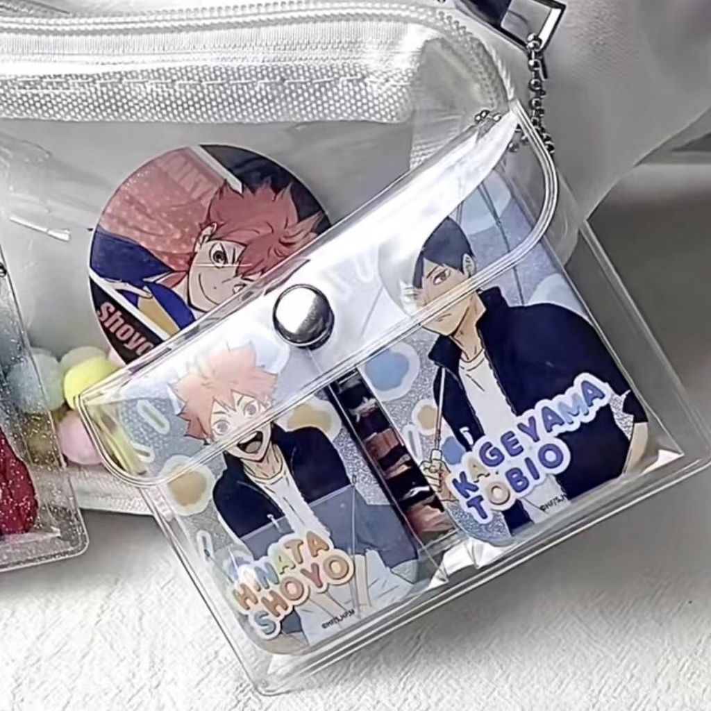 กระเป๋าใส่เหรียญ ใส่บัตรเครดิต บัตรประจําตัวประชาชน แบบใส ลายดาว แบบพกพา เรียบง่าย สําหรับผู้หญิง