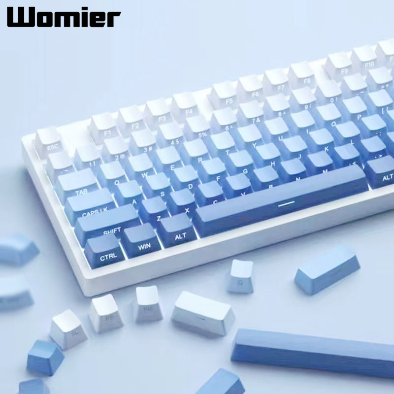 Womier ปุ่มกดคีย์บอร์ด 136 คีย์ PBT พิมพ์ลายเชอร์รี่ สีฟ้า สําหรับคีย์บอร์ด 65% 75% Cherry MX