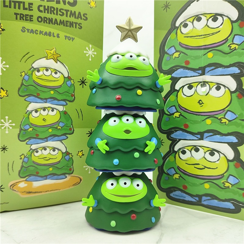 โมเดลฟิกเกอร์ PVC การ์ตูนดิสนีย์ Toy Story Aliens Christmas Tree Alien Q Version ขนาด 6-7 ซม. 3 ชิ้น ต่อชุด