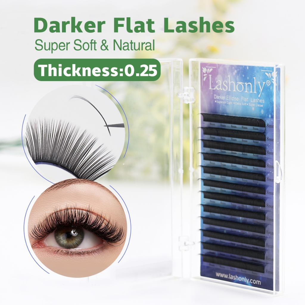 Lashonly ขนตาปลอม 0.25 มม. แบบนุ่ม แยกปลาย ขนตาแบน อุปกรณ์ต่อขนตา ธรรมชาติ