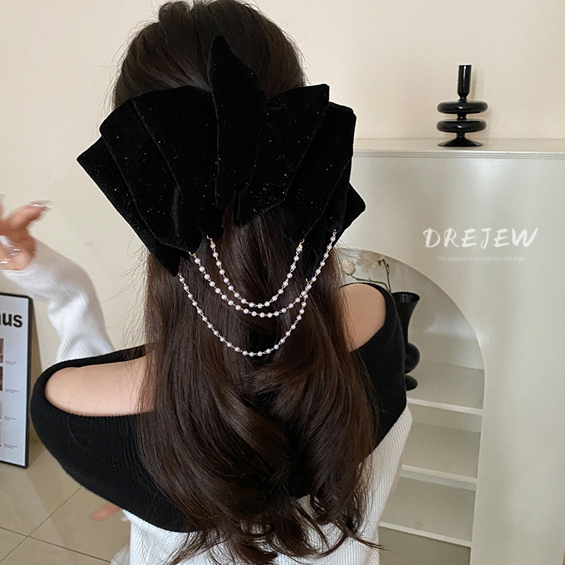 DREJEW  โบว์หลายชั้น กิ๊บมุก เกาหลี หวาน ด้านหลัง กิ๊บสปริง เฉพาะ กิ๊บอเนกประสงค์ เครื่องประดับผม สําหรับผู้หญิง