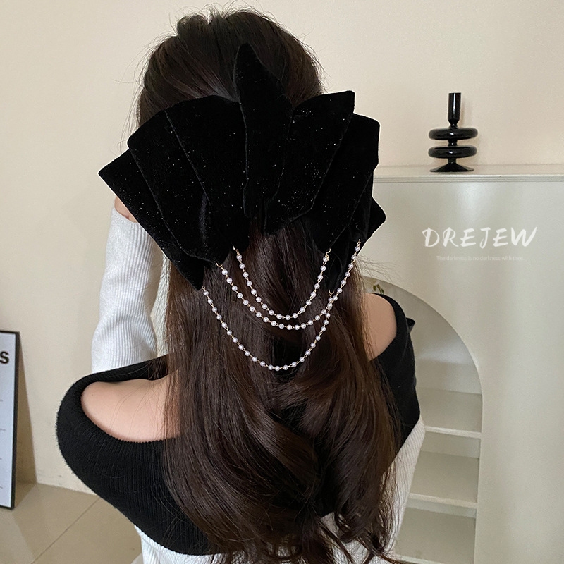 DREJEW  โบว์หลายชั้น กิ๊บมุก เกาหลี หวาน ด้านหลัง กิ๊บสปริง เฉพาะ กิ๊บอเนกประสงค์ เครื่องประดับผม สําหรับผู้หญิง
