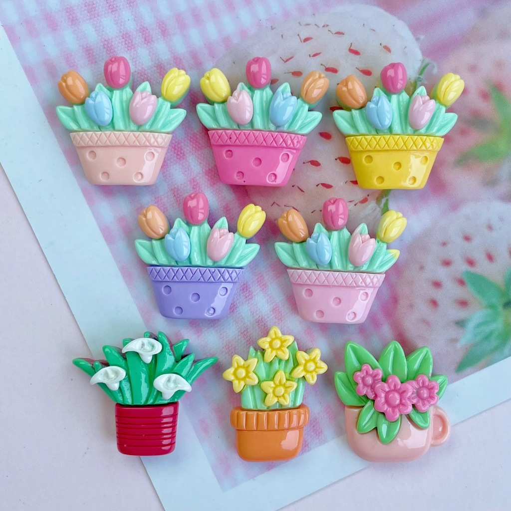กิ๊บติดผมเรซิ่น ลายดอกไม้น่ารัก แฮนด์เมด DIY เครื่องประดับผม วันวาเลนไทน์ 10 ชิ้น