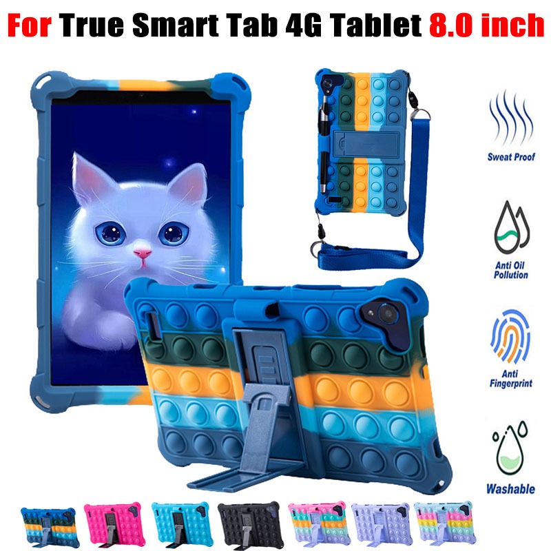 สําหรับ True Smart Tab 4G แท็บเล็ต 8.0 นิ้วเหงื่อ Drop ทนป้องกันกรณี True Smart Tab 4G 8.0 "ความเครียด Reliever ของเล่นซิลิโคนนุ่ม Ultra กันกระแทกแท็บเล็ตฝาครอบ
