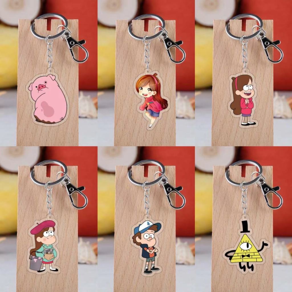 พวงกุญแจอะคริลิคใส แบบสองด้าน จี้การ์ตูนอนิเมะ Weird Town Gravity Falls