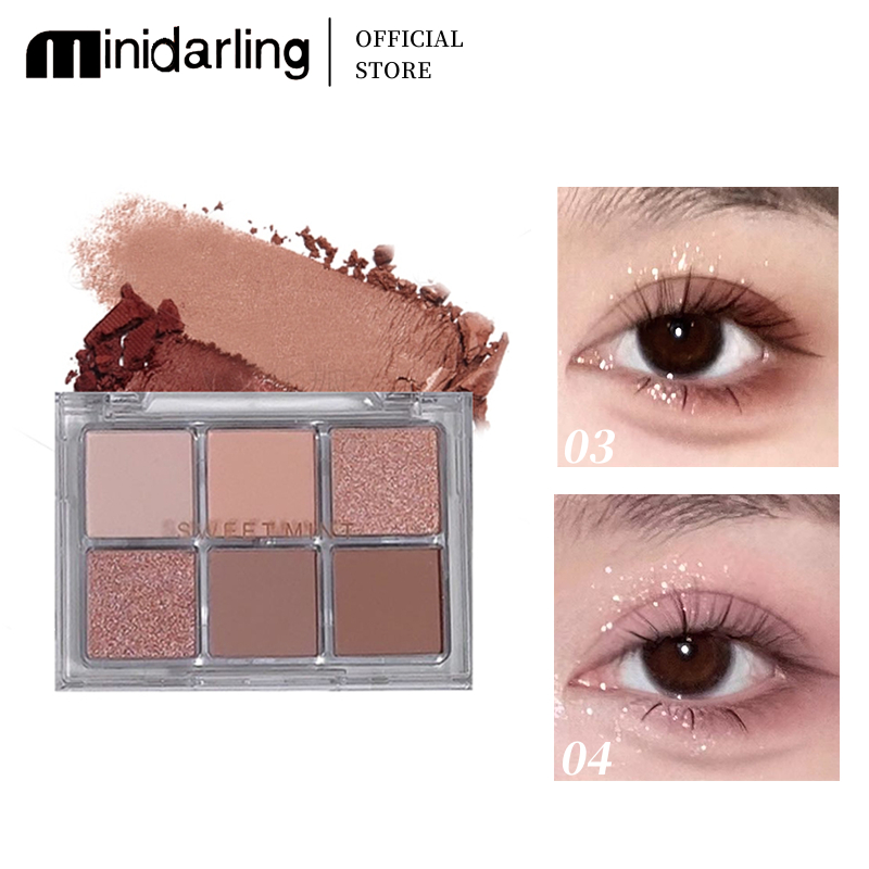 Sweet Mint พาเลทอายแชโดว์ เนื้อแมตต์ ชิมเมอร์ สีบรอนซ์ธรรมชาติ ติดทนนาน 6 สี