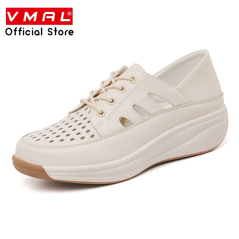 VMAL รองเท้าผ้าใบลําลอง สีขาว เหมาะกับการเล่นกีฬา สําหรับสตรี