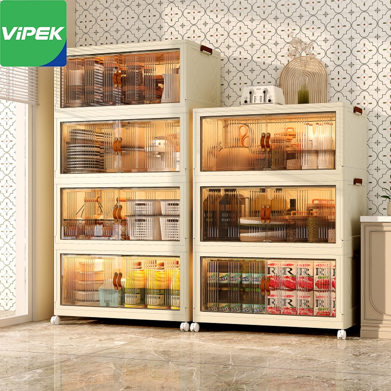 Vipek กล่องเก็บของอเนกประสงค์ กล่องใส่ขอ มีล้อ กล่องเก็บเสื้อผ้า มีล้อ ตู้อเนกประสงค์สําหรับชั้นวางของในครัวที่บ้านพร้อมประตู