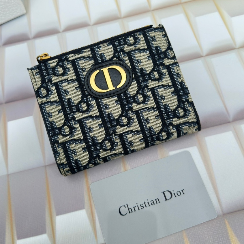 Dior กระเป๋าสตางค์หนังแท้ 100% พับได้ อเนกประสงค์