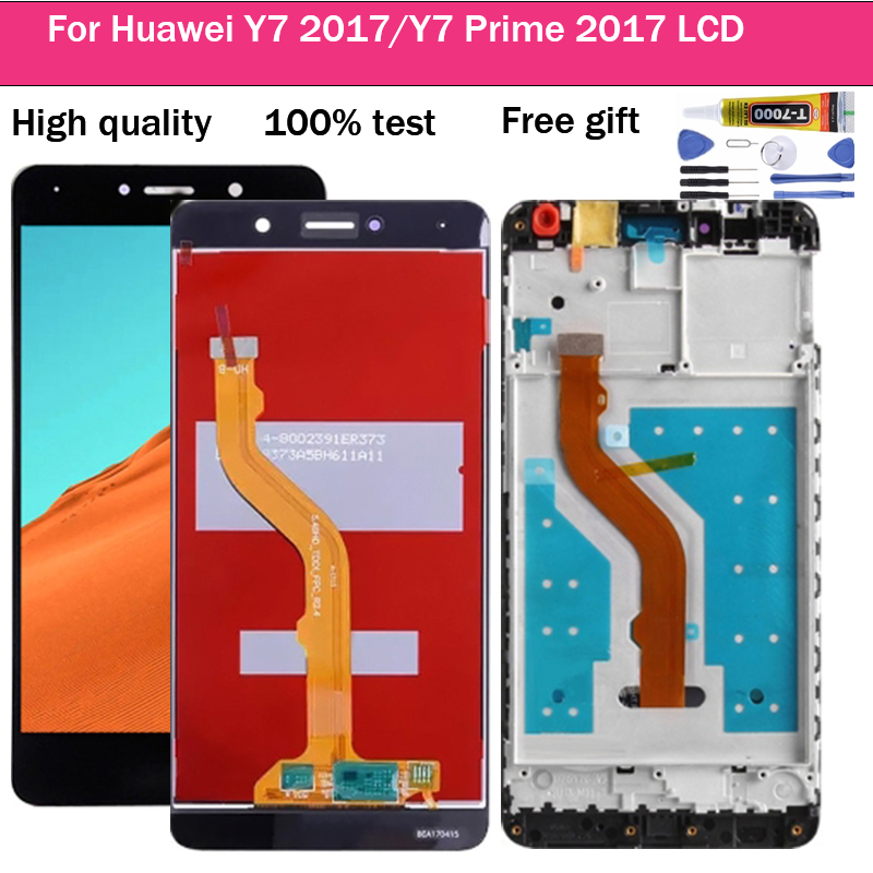 หน้าจอสัมผัสดิจิทัล LCD พร้อมกรอบ สําหรับ Huawei Y7 2017 Y7 Prime 2017 TRT-L21 TRT-L
