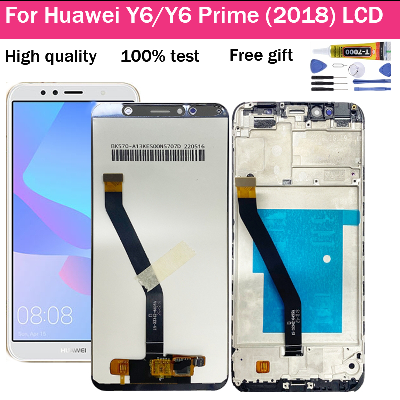 แผงหน้าจอสัมผัสดิจิทัล LCD พร้อมกรอบ สําหรับ Huawei Y6 2018 Y6 prime 2018