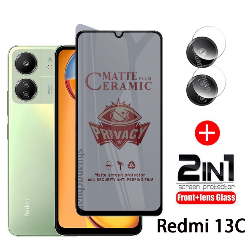 2in1 ฟิล์มเซรามิค กันรอยหน้าจอ และเลนส์กล้อง ป้องกันการแอบมอง เพื่อความเป็นส่วนตัว สําหรับ Xiaomi Redmi 13C