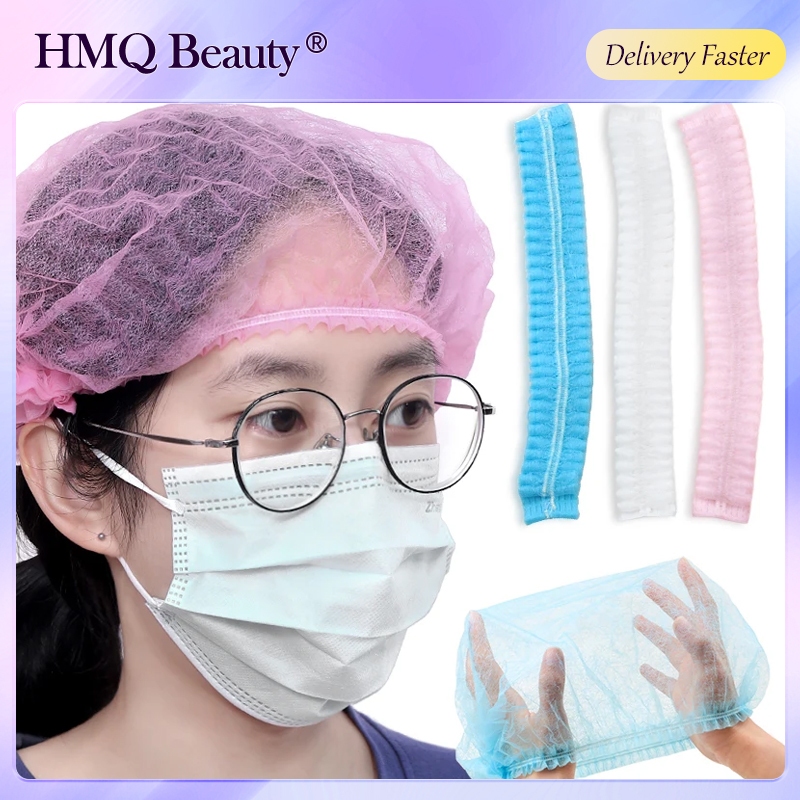 10/20/50 ชิ้น ผ้าไม่ทอ แบบใช้แล้วทิ้ง หมวกปลอดเชื้อ สําหรับต่อขนตา แต่งหน้า หมวกตาข่าย สปาผม ร้านทําผม ห้องน้ํา อุปกรณ์