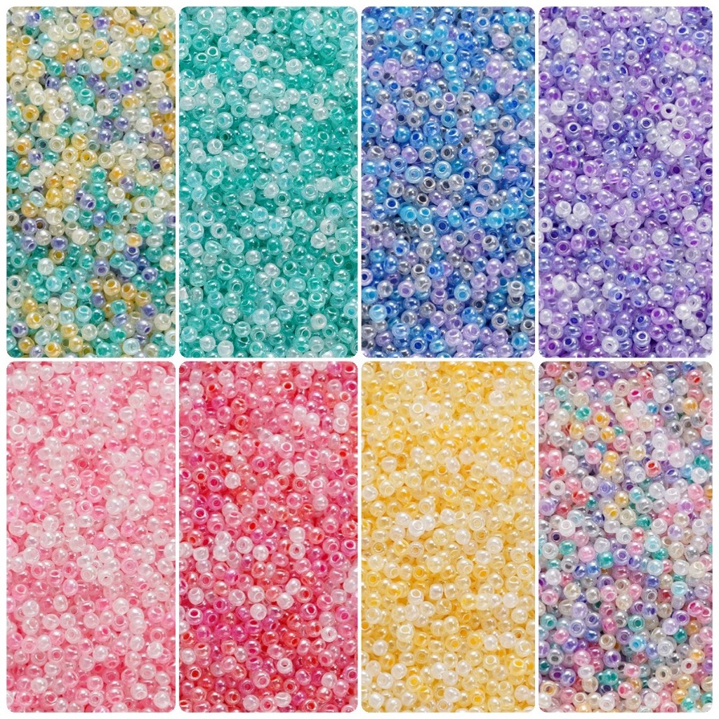 St. kunkka คุณภาพสูง 2 มม. ประมาณ 1050 ชิ้นสีครีมน่ารักมากผสมสีลูกปัดแก้วสำหรับเครื่องประดับ DIY ทำสร้อยข้อมือสร้อยคอ