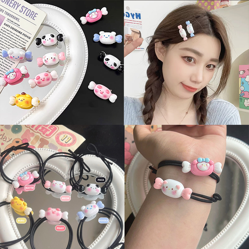 SANRIO วงยางระเบิดสูง ลายการ์ตูนเป็ดน่ารัก สีแคนดี้ สําหรับเด็กผู้หญิง 2024【XINYIA】