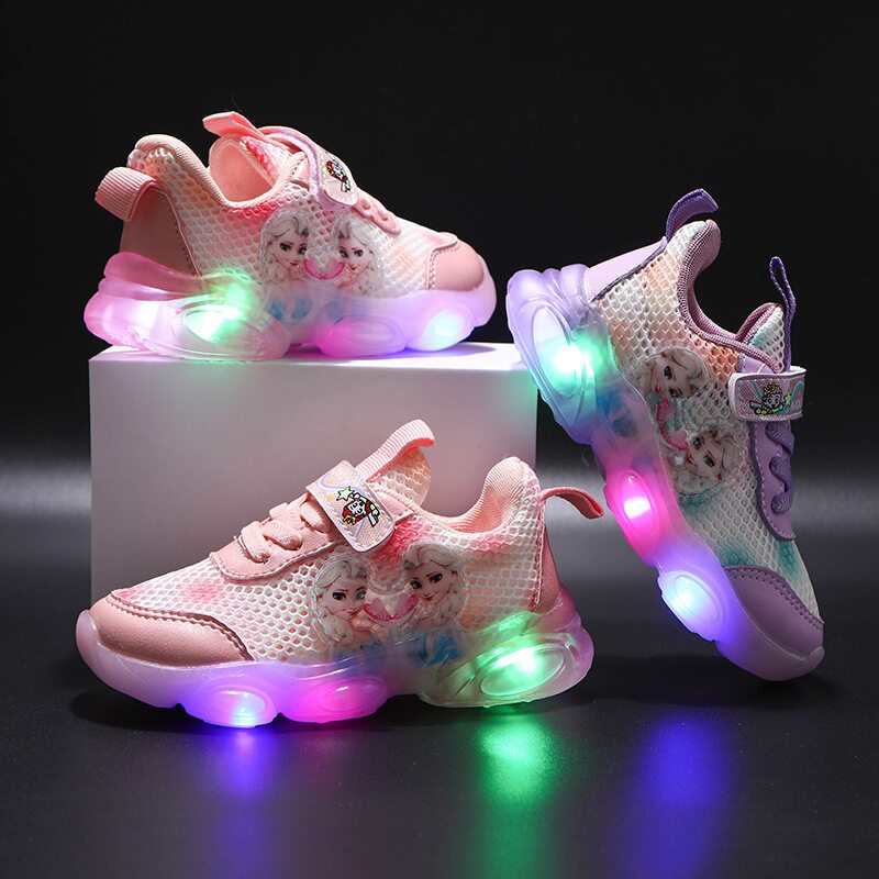 [พร้อมส่ง] รองเท้ากีฬาลําลอง มีไฟ LED เรืองแสง เหมาะกับฤดูใบไม้ผลิ และฤดูร้อน สําหรับเด็กผู้หญิง