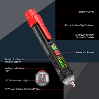 【จัดส่งจากกรุงเทพ】HABOTEST HT100 ปากกาทดสอบแรงดันไฟฟ้า AC 12V-1000V/48V-1000V ทดสอบแรงดันไฟฟ้า เครื่องทดสอบแรงดันไฟฟ้า ดิจิตอล LCD ที่ไม่ใช่ เครื่องตรวจจับ การติดต่อมีการแจ้งเตือ นด้วยเสียงและไฟ
