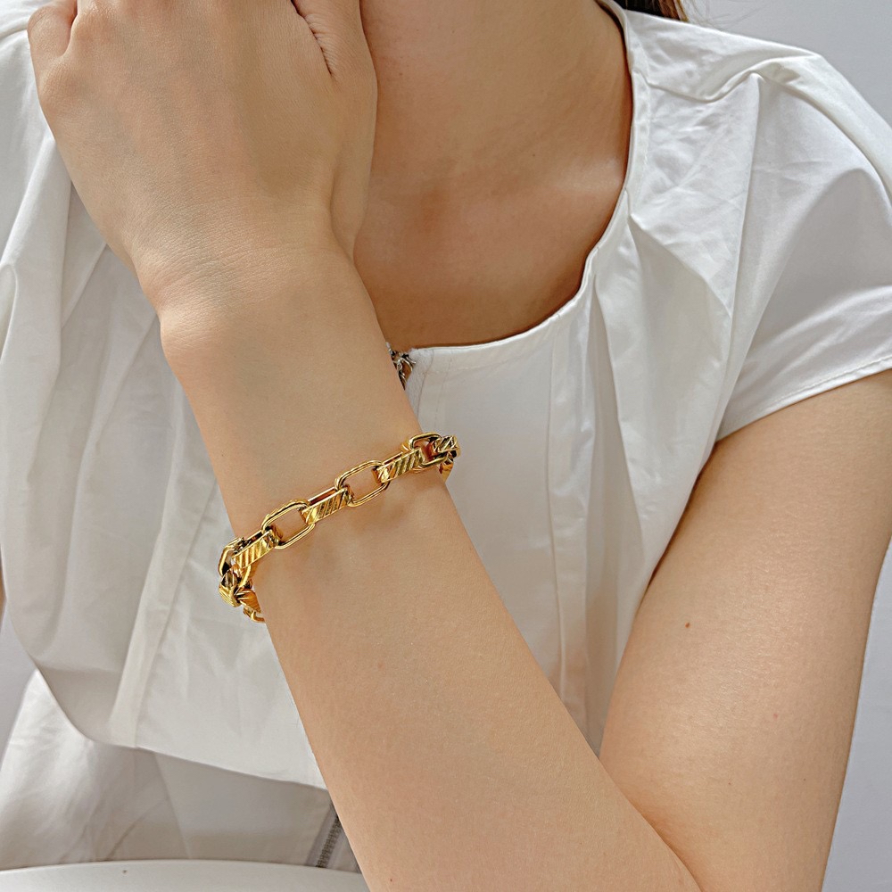 สร้อยข้อมือ สายโซ่สเตนเลส ทรงสี่เหลี่ยม แบบหนา สไตล์ฮิปฮอป