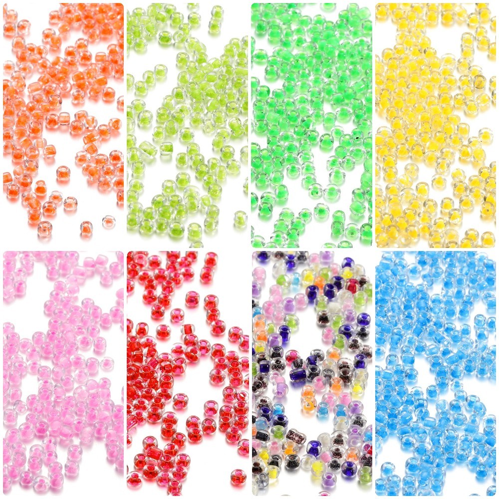 St.kunkka 2-4mm 100-700 ชิ้น ลูกปัดแก้วใสลูกปัดแก้วน่ารัก ขนาดเล็กสีสดใส สําหรับ