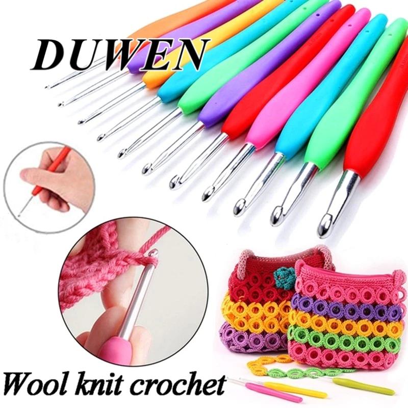 DUWEN โครเชต์ตะขอเข็มเย็บแผลถักงานฝีมือ 1 ชิ้น