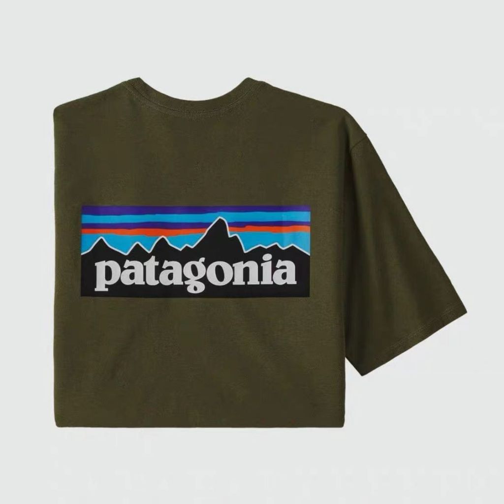 เสื้อยืดแขนสั้น ผ้าฝ้าย ทรงหลวม พิมพ์ลายภูเขา Patagonia Patagonia สําหรับคู่รัก