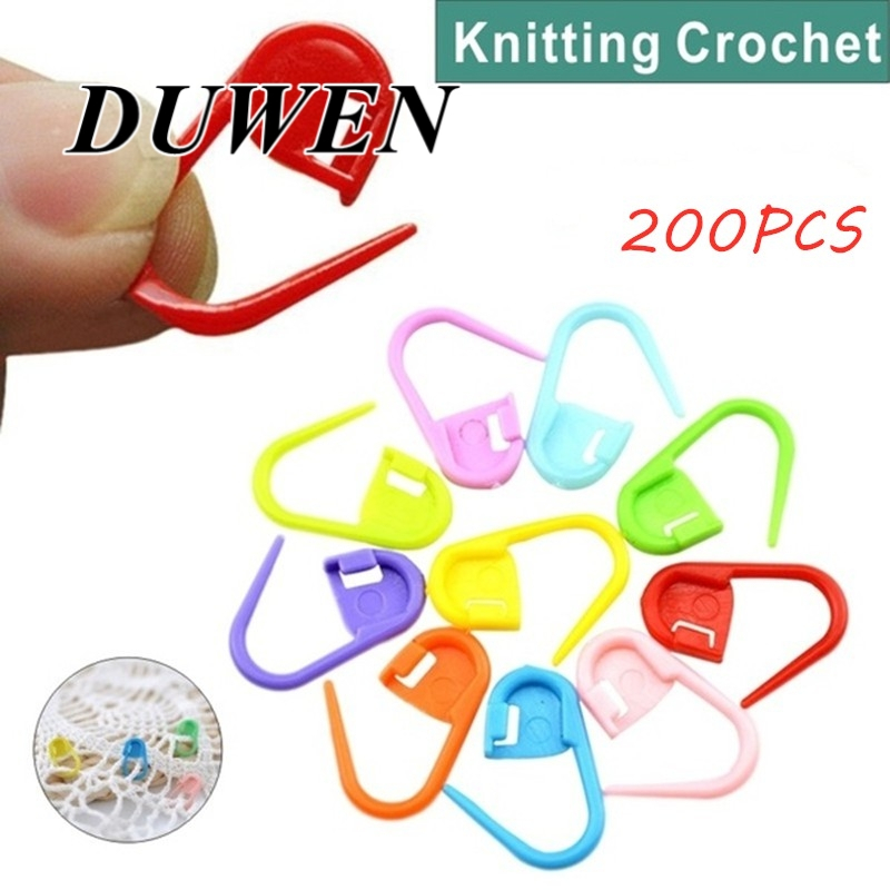 DUWEN เข็มกลัดพลาสติก เข็มกลัดนับหลัก 200 ชิ้น คละสี
