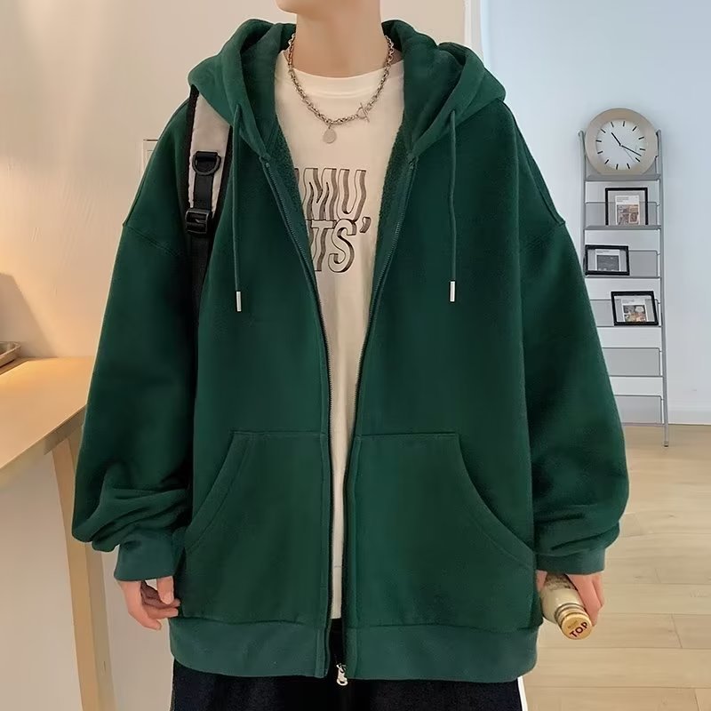 เสื้อคาร์ดิแกน มีฮู้ด ทรงหลวม พลัสไซซ์ แฟชั่นฤดูหนาว สําหรับผู้ชาย