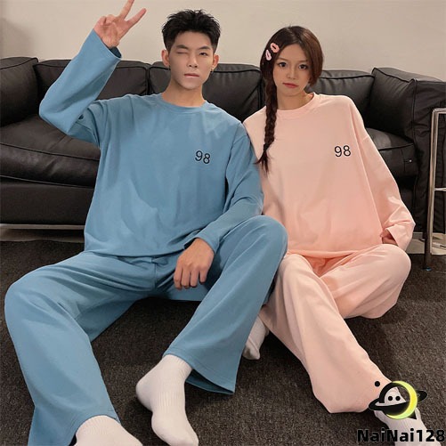 ชุดนอนผู้ชาย ผ้าคอตตอน เกาหลี ชุดนอนชายไซส์ใหญ่ ราคาถูก เท่ๆ แฟชั่น ชุดนอนขาสั้นผู้ชาย กางเกงขาสั้นผู้ชายใส่นอน ชุดนอนผู้ชายแขนยาว Men's pajamas【NaiNai 128】