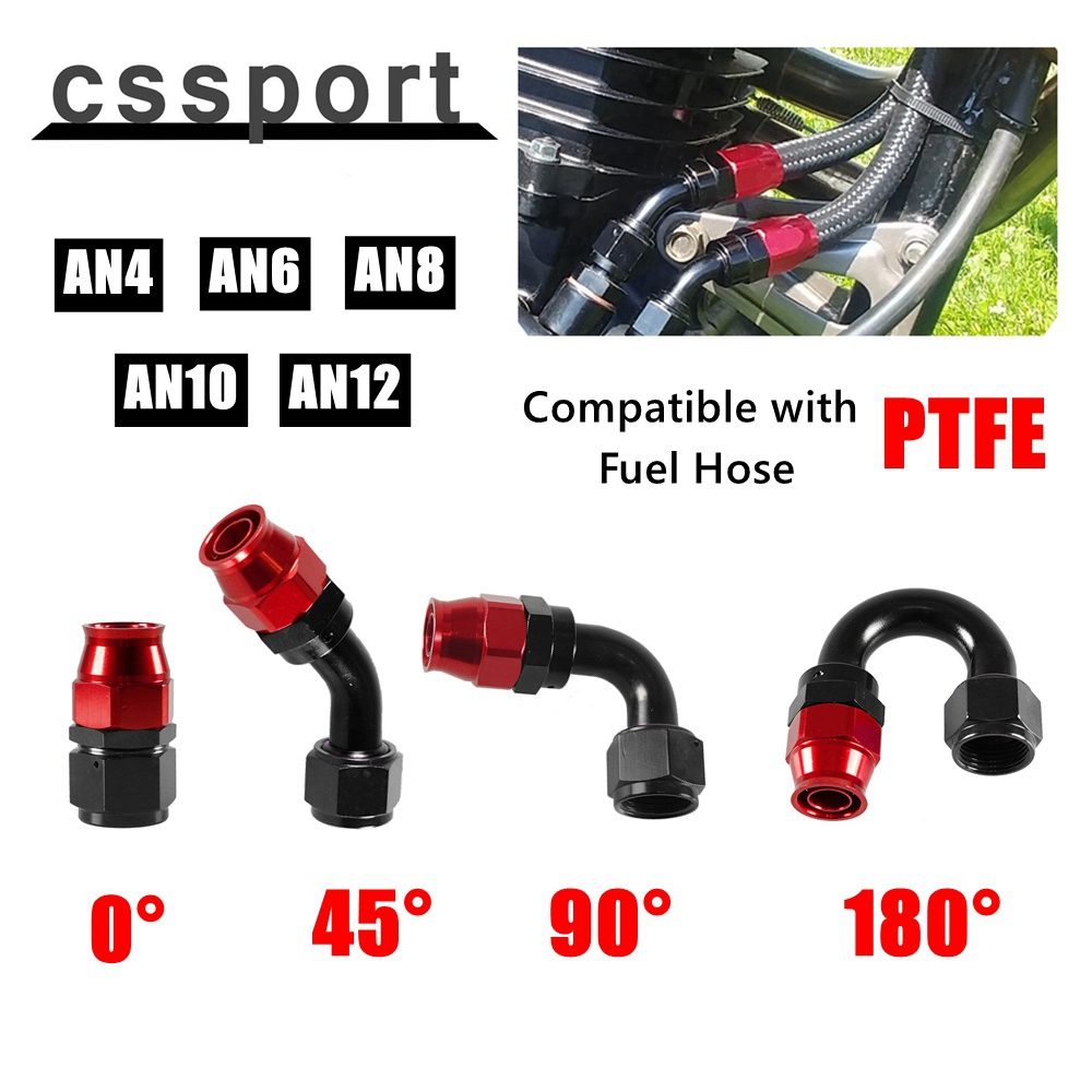 ข้อต่อท่อน้ํามันเชื้อเพลิง AN4 6 8 10 12 ตรง 0°/45°/90°/180° อะแดปเตอร์องศา สําหรับข้อต่อ PTFE แบบหมุนได้