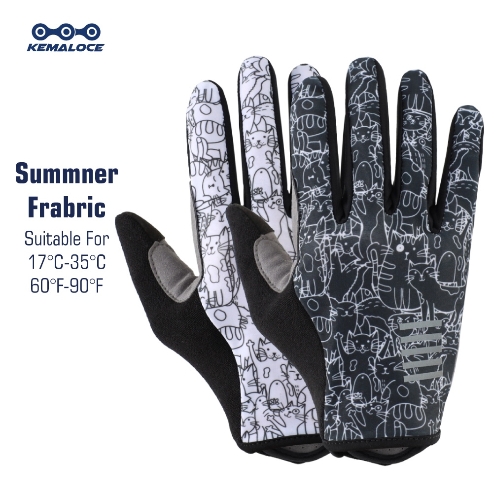 KEMALOCE ถุงมือขี่มอเตอร์ไซค์ ถุงมือมอเตอร์ไซค์แบบเต็มนิ้ว ถุงมือขี่มอเตอร์ไซค์ ถุงมือมอเตอร์ไซค์สีขาวสีดำ