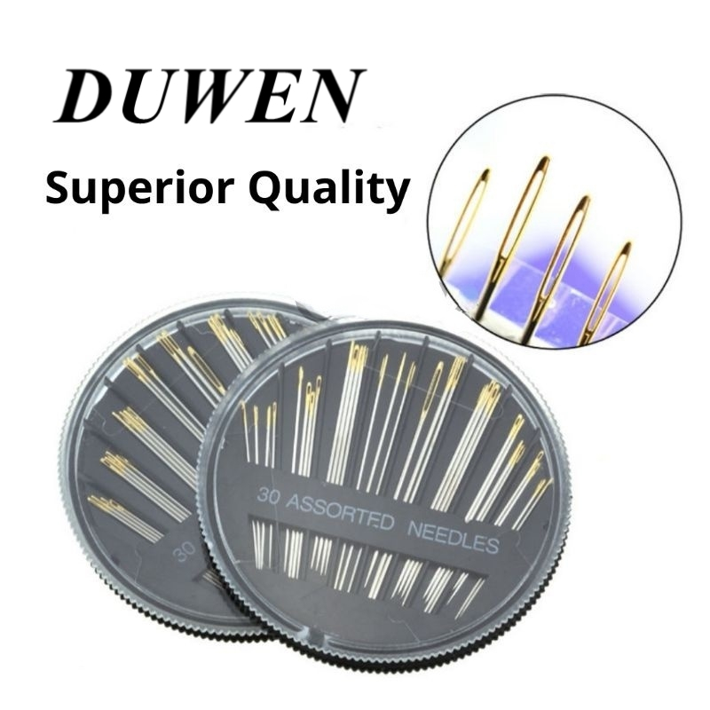 DUWEN 30Pcs เข็มเย็บผ้ามือคละแบบผ้านวมเย็บปักถักร้อยซ่อมหัตถกรรมเย็บ Case