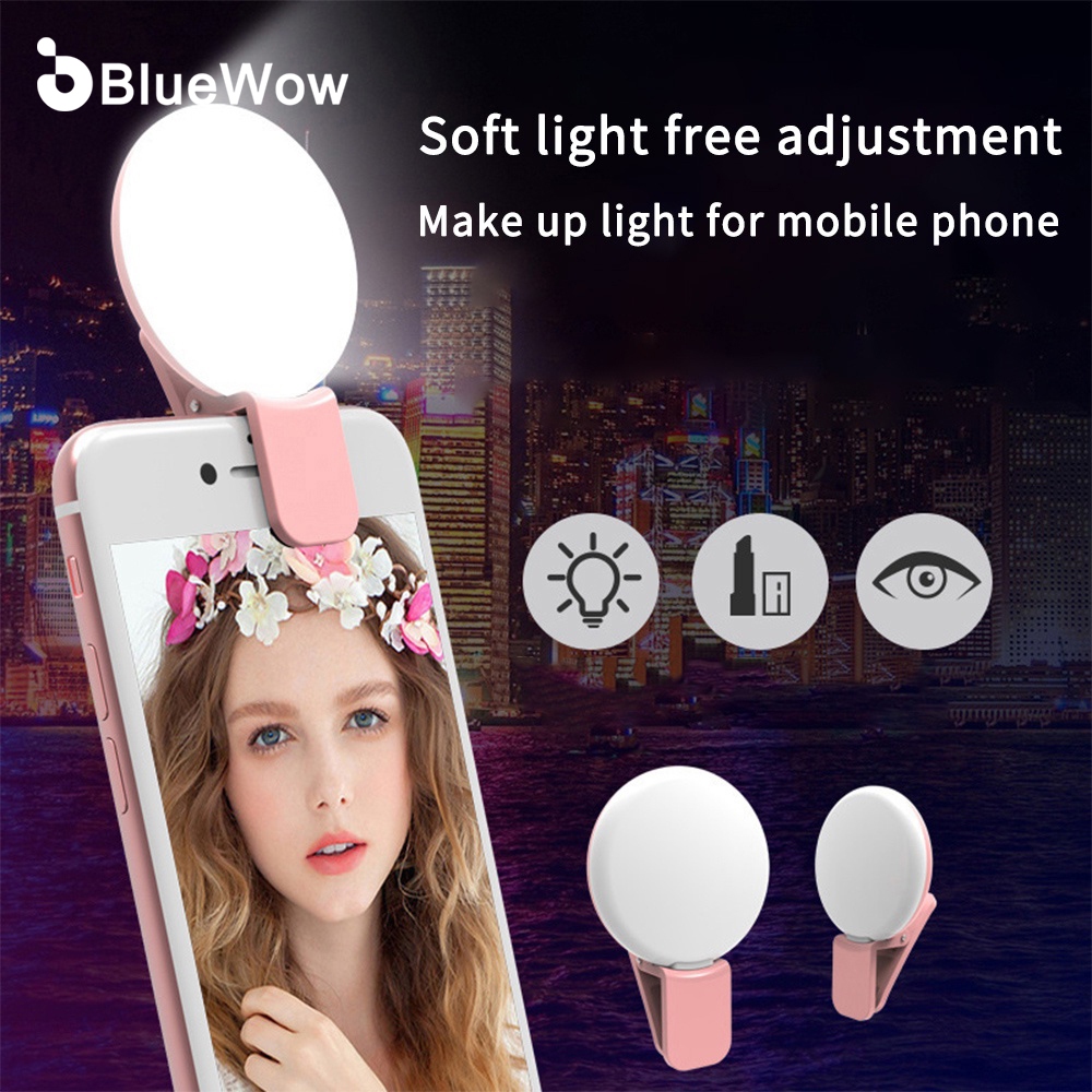 Bluewow Mini เติมแสง Selfie Ring Light สําหรับโทรศัพท์แบบพกพา Clip-on Selfie เติมแสง Selfie Light ความงามแบตเตอรี่ดําเนินการ Live Light