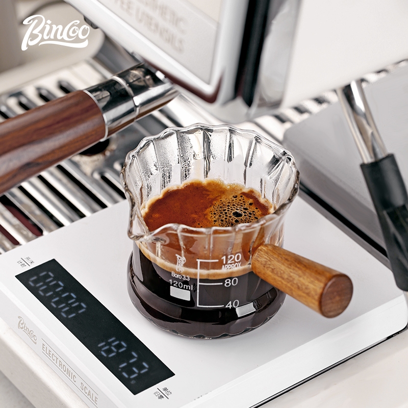Bincoo แก้วกาแฟ นม พร้อมสเกล 160 มล. ด้ามจับไม้