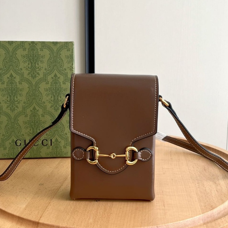 (พร้อมส่ง) Top Original Gucci Shoulder Crossbody Cell Phone Bag 1955 Horsebit Mini Bag