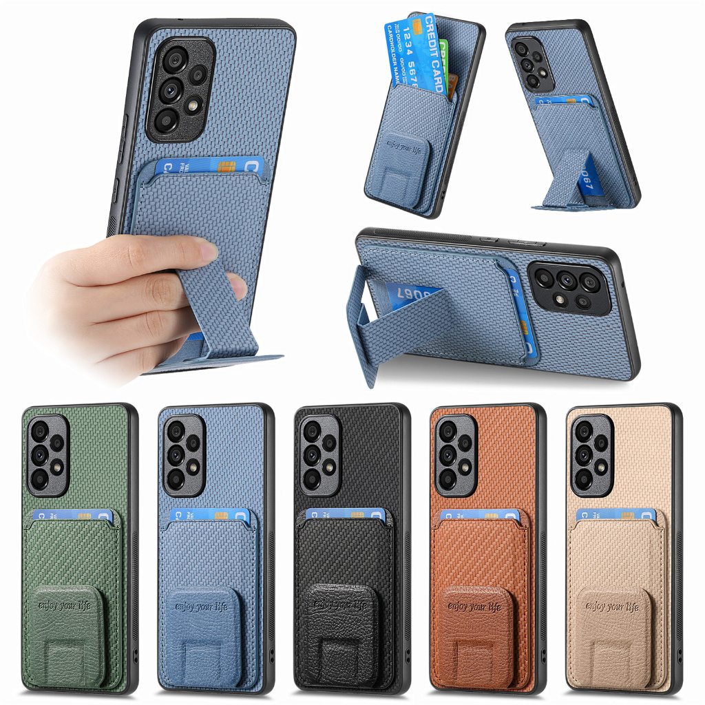 เคสกันกระแทก Samsung Galaxy A56 / A36 / A26 / A16 / A06 / A55 / A35 / A25 / A17 / A07 พร้อมขายึดเปลี่ยนรูปและช่องใส่บัตรเครดิตกระเป๋าสตางค์