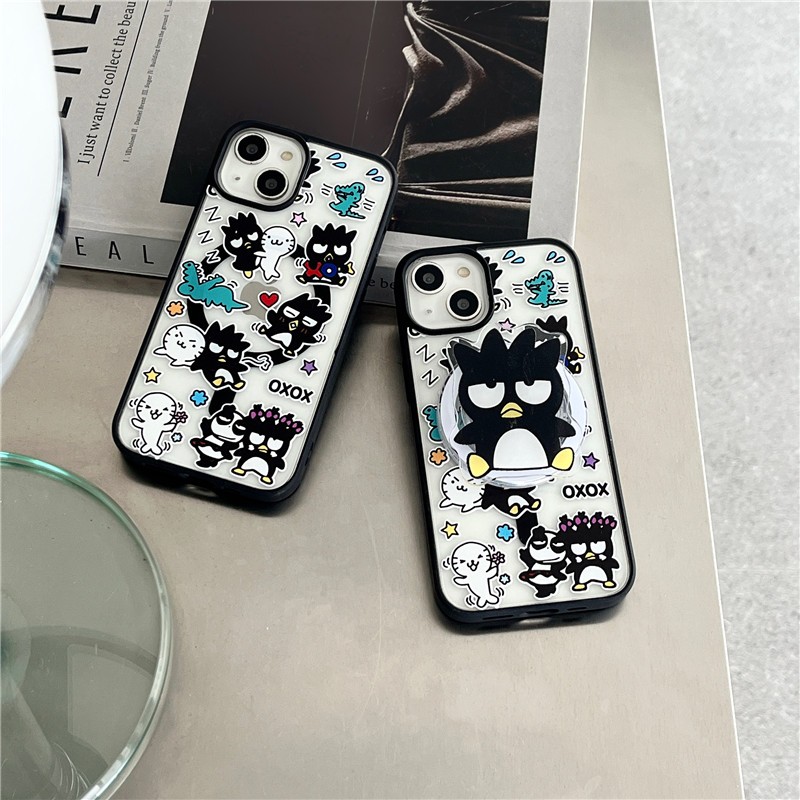 Iphone 16 15 PRO MAX 14 PRO MAX ลายเพนกวินสุดเท่ วัสดุอะคริลิค โปร่งใส เคสโทรศัพท์แม่เหล็ก + ที่ยึดแม่เหล็ก