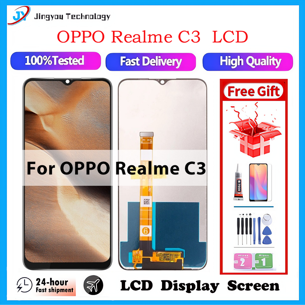 Oppo LCD สําหรับ OPPO Realme C3 / C3i RMX2027 RMX2021 RMX2020 จอแสดงผลหน้าจอสัมผัส WIth กรอบเปลี่ยน