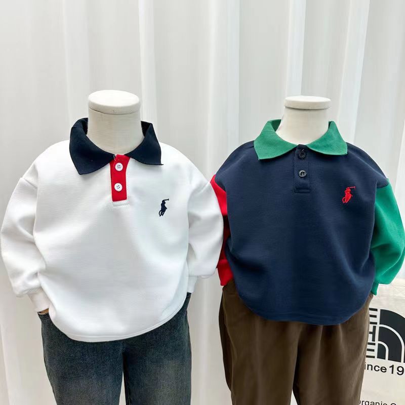 เสื้อโปโลแขนยาว คอปก ขนาดเล็ก เข้ากับทุกการแต่งกาย แฟชั่นฤดูใบไม้ผลิ และฤดูใบไม้ร่วง สําหรับเด็กผู้ชาย และเด็กผู้หญิง 2023