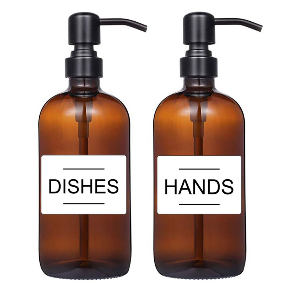 ขวดปั๊มสบู่ เจลล้างมือ แบบสเตนเลส ใช้ซ้ําได้ พร้อมฉลาก 500 มล.