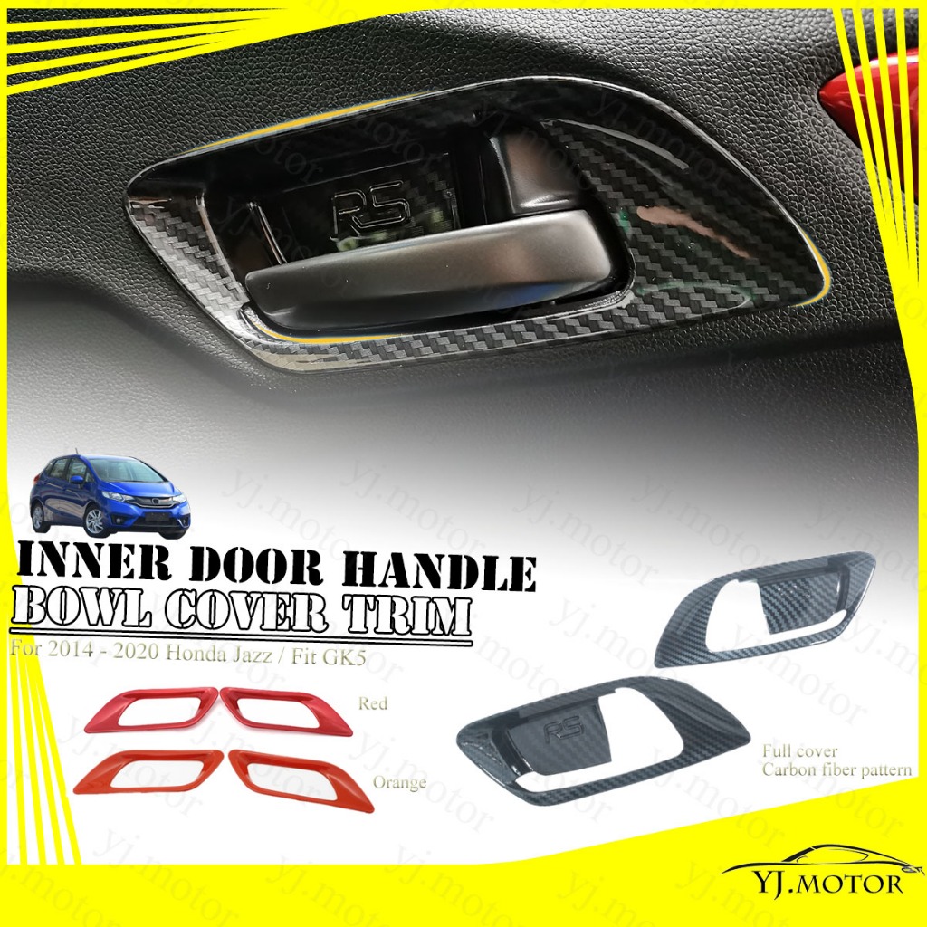 ฝาครอบมือจับประตูด้านใน คาร์บอนไฟเบอร์ สําหรับ Honda Jazz GK5 ปี 2014-2020