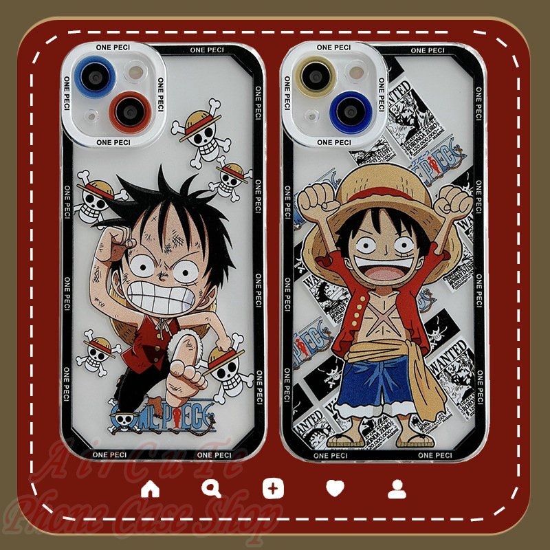 เคส iPhone 15 14 13 12 11 Pro Max X XR XS Max 8 7 6 6S + Plus SE 2020 iPhone15 iPhone14 iPhone13 iPhone12 iPhone11 Transparent Protect Camera One Piece Luffy Soft Case