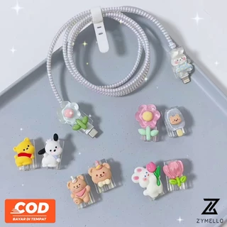 ตัวถนอมสายชาร์จโทรศัพท์มือถือ ลายการ์ตูนตุ๊กตา 3D สีแคนดี้ กันสายหัก