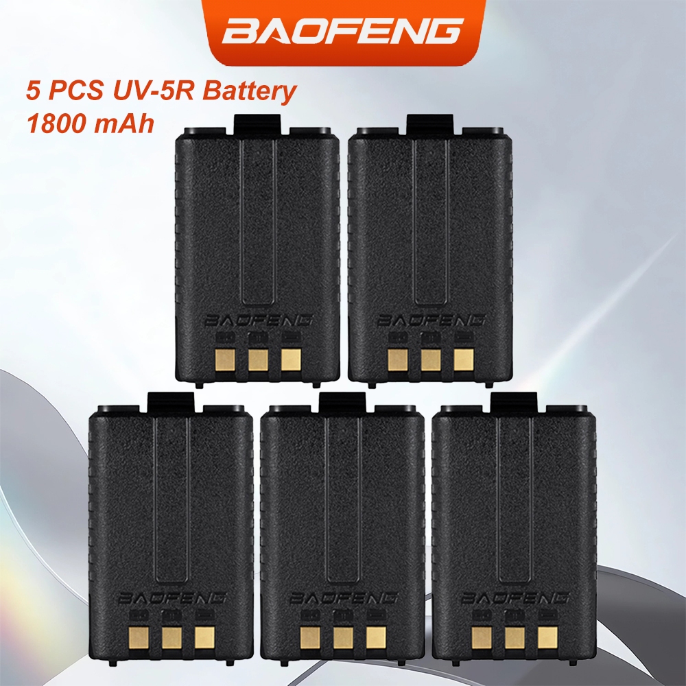 Baofeng อะไหล่แบตเตอรี่วิทยุสื่อสาร สองทาง UV-5R Li-ion 1800 mAh 5 ชิ้น