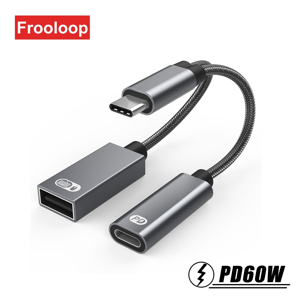 Pd อะแดปเตอร์แยก 60W USB C เป็น Type C USB 2.0 OTG S23 สําหรับแท็บเล็ต คีย์บอร์ด เมาส์ บลูทูธ