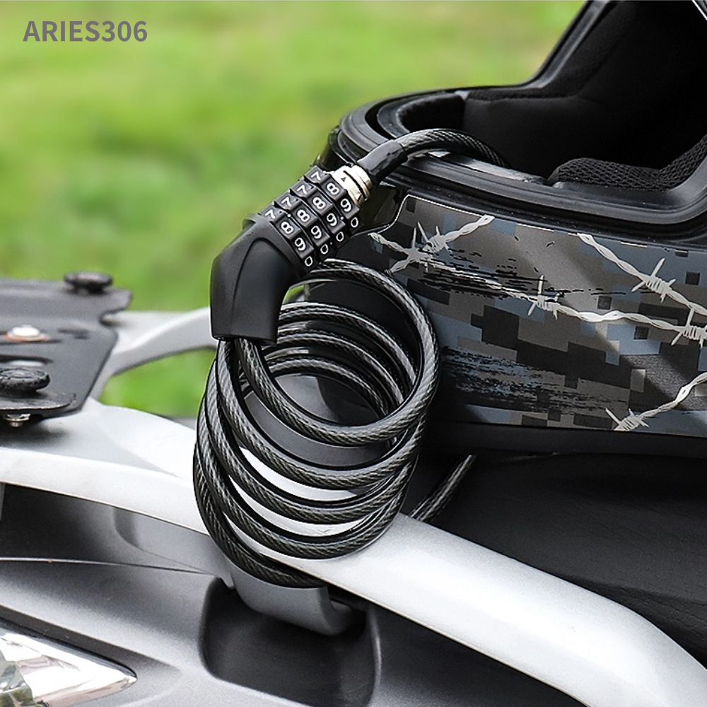 Aries306 สายล็อคจักรยาน โซ่เหล็กแมงกานีส รหัสผ่าน 4 หลัก ล็อคจักรยานสำหรับจักรยานเสือภูเขาจักรยานไฟฟ้า