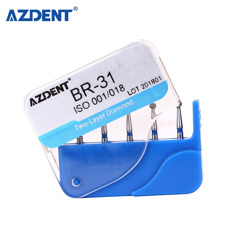 Azdent ทันตกรรม Double-Layer Diamond Bur สําหรับ Handpiece ความเร็วสูง FG BR-31/SF-41/ BR-40/FO-32