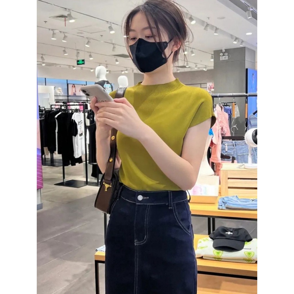 เสื้อยืดคอเต่า แขนสั้น ตัวใน สําหรับผู้หญิง