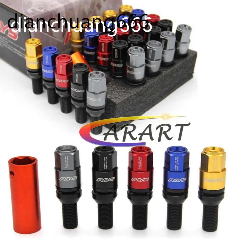 Rays สกรูล็อคล้อคอมโพสิต M14x1.5 สําหรับ Mercedes BMW Audi Volkswagen 28 มม.