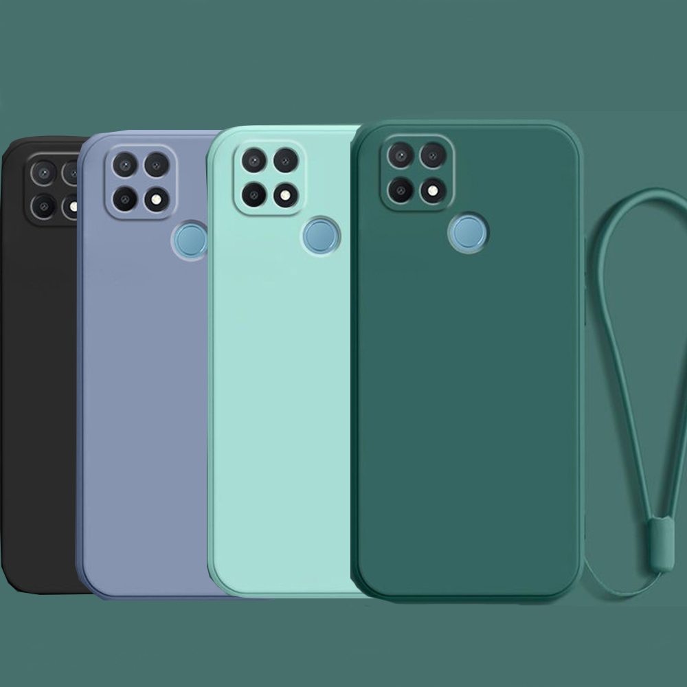 Realme C11 C21 C15 C12 C25s C21Y C25Y กรอบสี่เหลี่ยมนุ่มกรณีพร้อมสายรัดข้อมือมือเชือกเส้นเล็ก