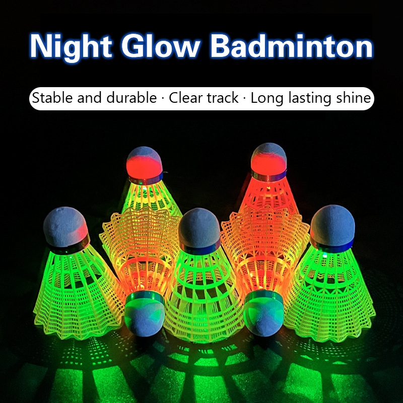 ลูกแบดมินตัน พลาสติก มีไฟ LED เรืองแสง สีสันสดใส สําหรับเล่นกีฬา แบดมินตัน